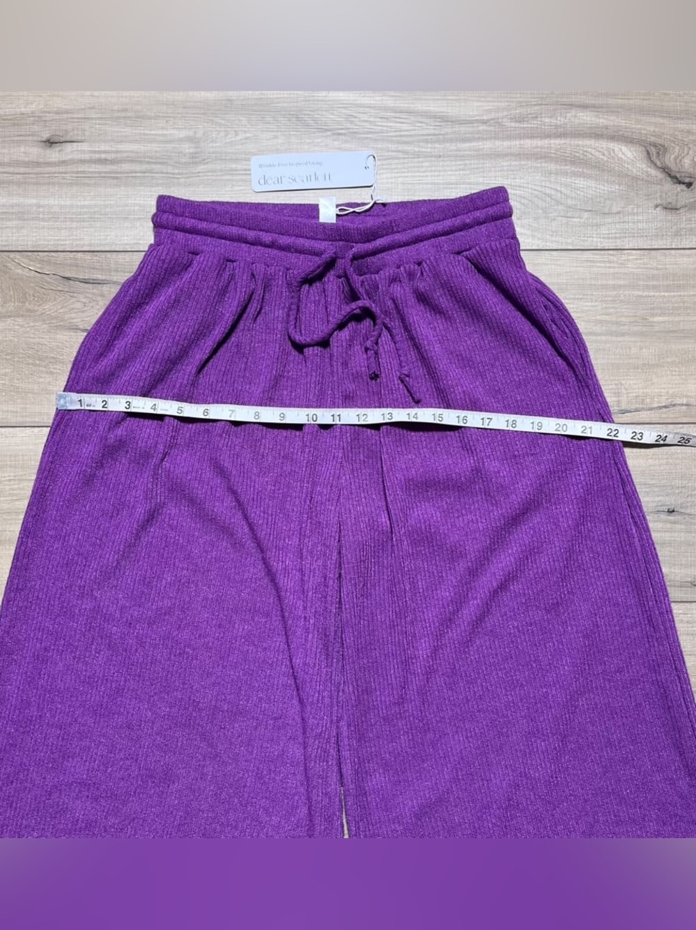 Dear Scarlett Womens Wide Leg Ribbed Pull On Pants Size Large Purple - Picture 3 of 12